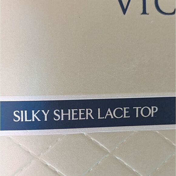 Victoria’s Secret Pantyhose Vintage in Almost Black Sz S Sheer Lace Top - Picture 5 of 5